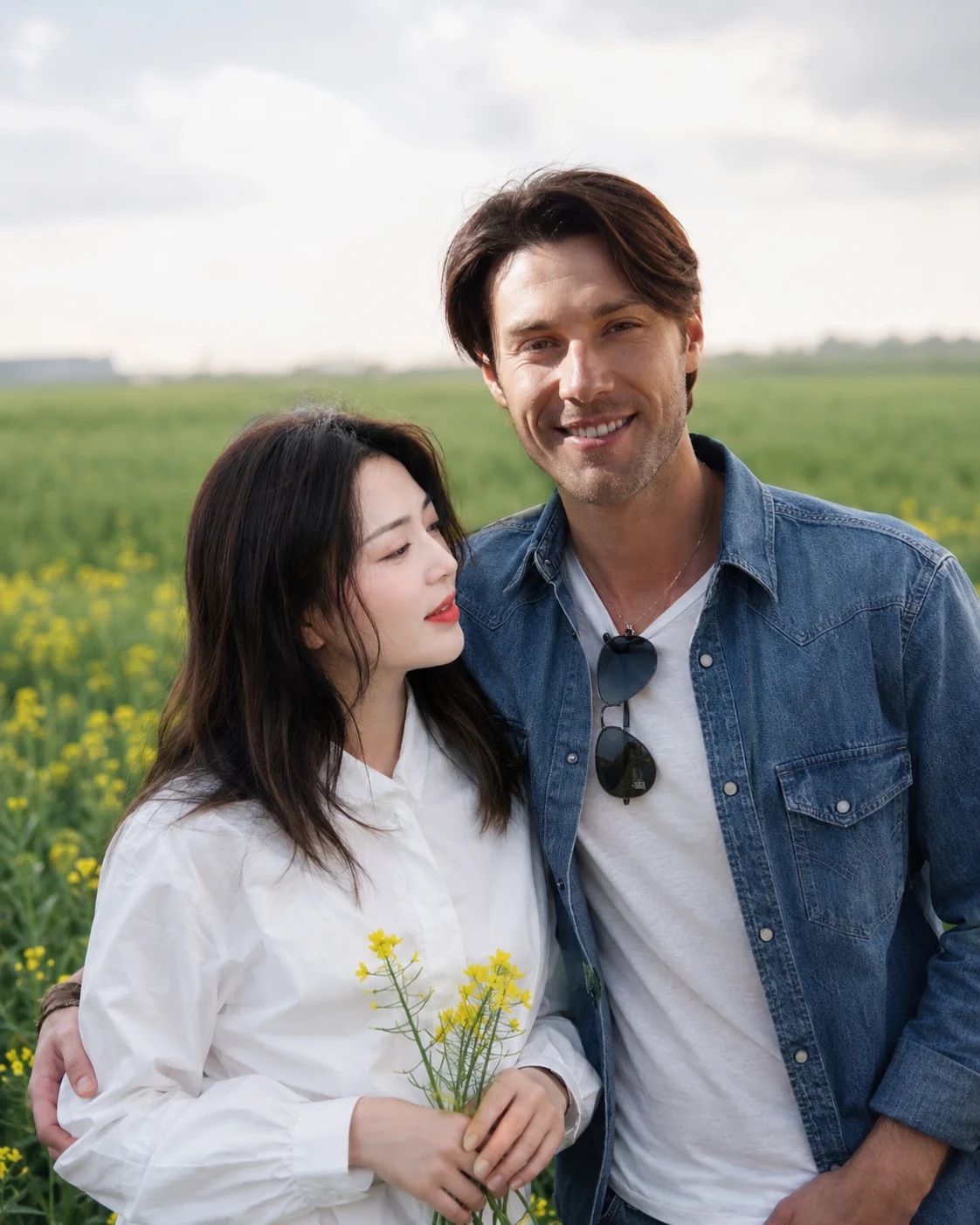 Lina and Daniel together in a field